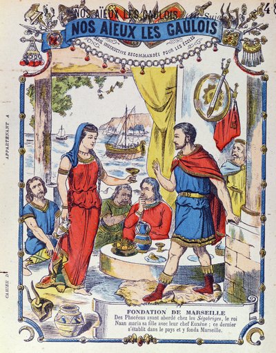 Die Gründung von Marseille im Jahr 600 v. Chr., aus Nos Aieux les Gaulois von French School