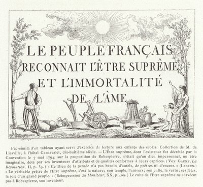 Das französische Volk erkennt das höchste Wesen und die Unsterblichkeit der Seele an von French School