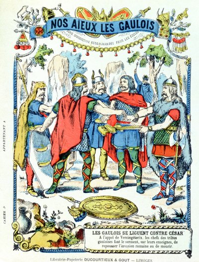 Die gallischen Anführer im Bündnis gegen Julius Caesar (100-44 v. Chr.) unter der Führung von Vercingetorix (gest. 46 v. Chr.) von French School