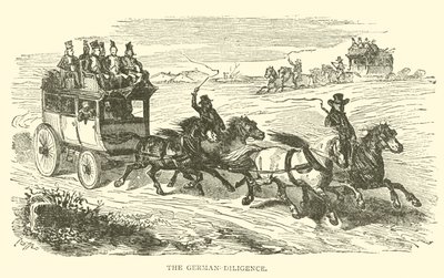 Die deutsche Postkutsche (Gravur) von French School