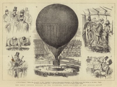 Der große Fesselballon in den Tuilerien, Paris von French School