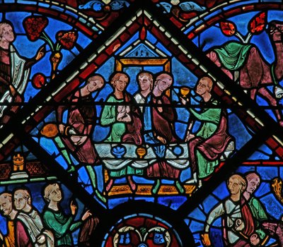 Das Joseph-Fenster: Er empfängt seine Brüder mit einem Fest von French School