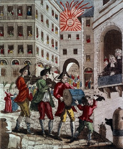 Die Freude des französischen Volkes, das den König und die Rückkehr des Parlaments im September 1788 feiert von French School