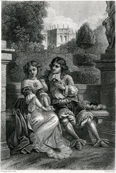 Der König von Frankreich Ludwig XIV. in der galanten Gesellschaft von Mademoiselle de la Vallière von French School