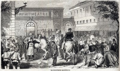 Die Nationale Veterinärschule von Alfort - Les grandes écoles de France - École vétérinaire de Maison Alfort im Jahr 1866 - Die tägliche Konsultation - Gravur in „Le monde illustré“ von 1866 von French School