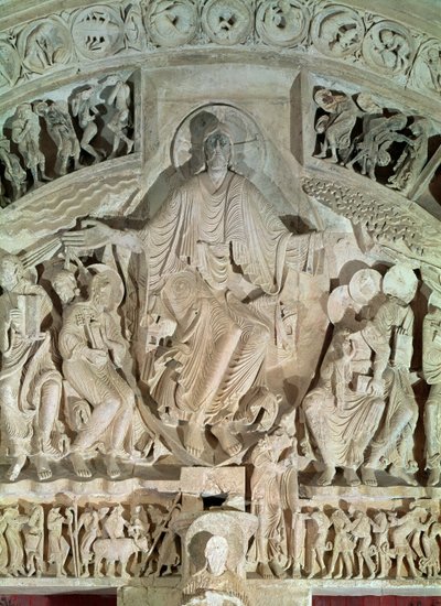 Pfingsten, vom Tympanon des zentralen Portals, ca. 1120 von French School