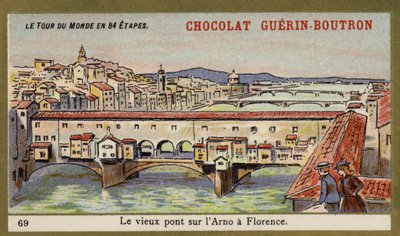 Die Ponte Vecchio über den Arno, Florenz von French School