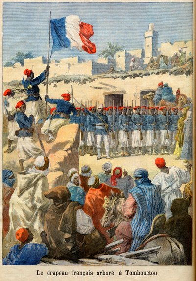 Das Hissen der französischen Flagge in Timbuktu (Mali) aus 