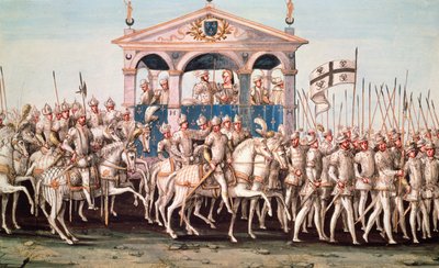 Das königliche Einzugsfest von Heinrich II. (1519-59) in Rouen, 1. Oktober 1550 von French School