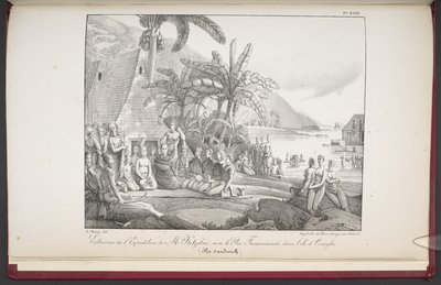 Die Sandwich-Inseln, Begegnung der Expedition von Herrn Koebruë mit König Tamméaméa auf der Insel Ovayhi, aus 