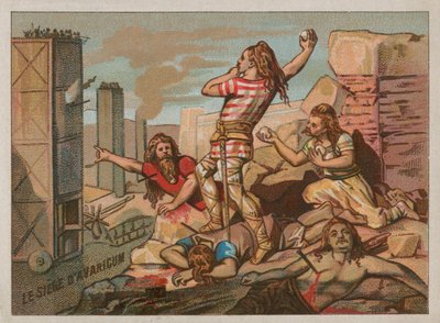 Die Belagerung von Roman Avaricum durch die Kelten von French School
