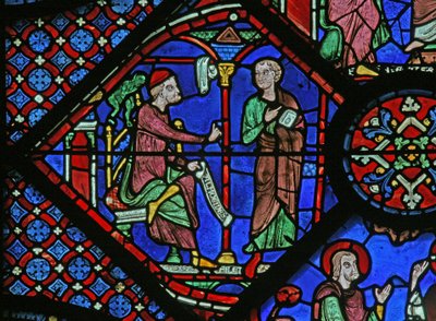 Das St. Jakobus Fenster: Der Magier Almoniges (Hermoniges) sendet seinen Schüler Filetus zu St. Jakobus von French School
