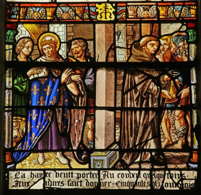 Das Fenster des Heiligen Ludwig: Ludwig tut Buße und gibt den Mönchen Almosen von French School