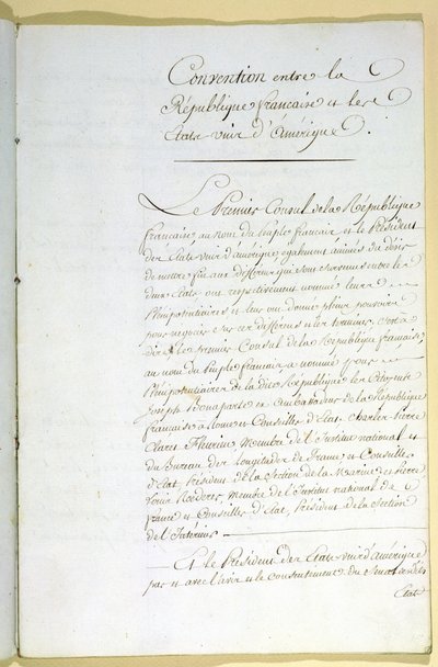 Der Vertrag von Mortefontaine, 30. September 1800 von French School