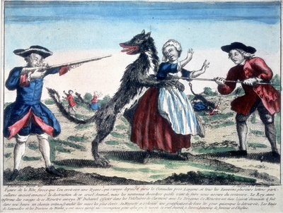 Das Biest von Gévaudan, getötet von Soldaten von French School