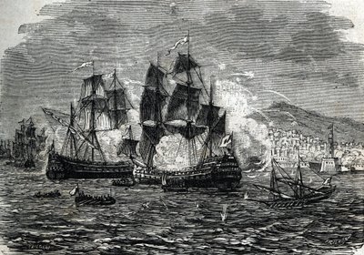 Die Bombardierung von Algier im August 1682 durch Abraham Duquesne (Gravur) 1864 von French School