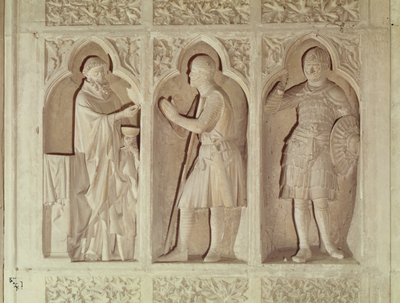 Die Kommunion eines Ritters, Detail vom Westende des Kirchenschiffs, 1245-57 von French School