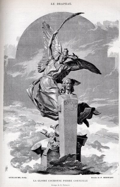 Die Ruhmeskrone Pierre Corneille - Zeichnung von Merwart für „die Fahne - berühmter Monitor der Liga der Patrioten“ - 1884 von French School
