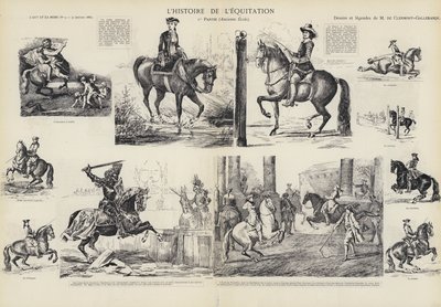 Die Geschichte des Reitens (Lithographie) von French School