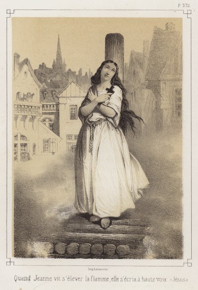 Das Martyrium von Johanna von Orleans (Lithografie) von French School