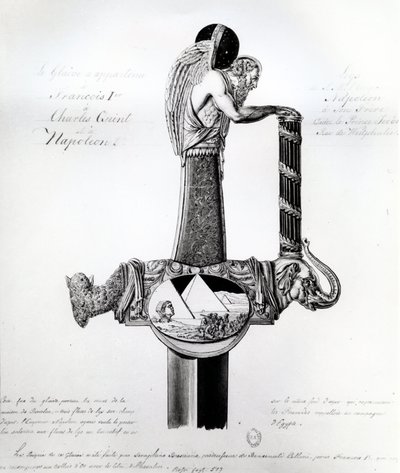 Das Schwert von Franz I. von Frankreich, Karl V., Heiliges Römisches Reich, und Napoleon Bonaparte mit Motiv, das Napoleons Feldzug in Ägypten darstellt von French School