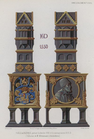 Kachelofen aus dem Jahr 1550 von French School