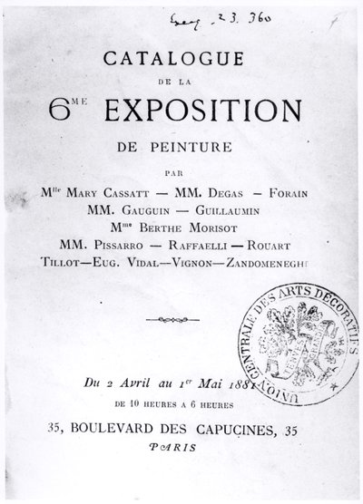 Titelseite des Katalogs der 6. Impressionistenausstellung, 1881 von French School