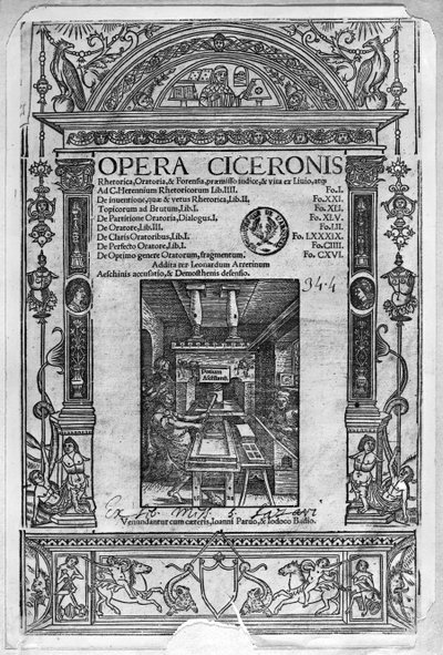 Titelseite von Opera Ciceronis, veröffentlicht 1520 von French School