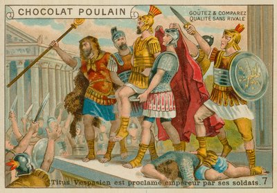 Titus wird zum Kaiser ausgerufen, Chocolat Poulain Sammelkarte von French School