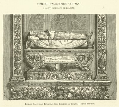 Grab von Alessandro Tartagni, in Saint-Dominique de Bologne (Stich) von French School