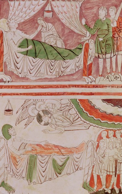 König David und der Traum von Salomo, aus der Bibel von St. Vaast von French School