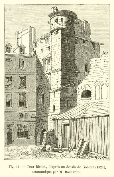 Turm Bichat, nach einer Zeichnung von Goblain, 1824, mitgeteilt von M. Bonnardot von French School