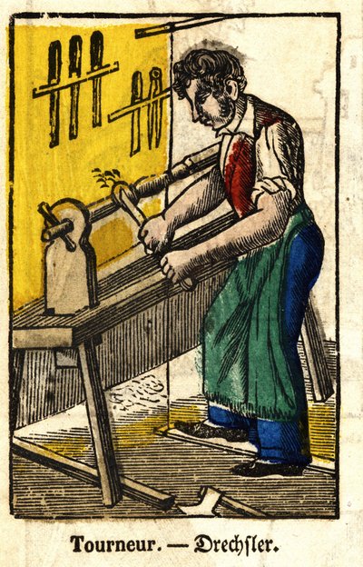 Drechsler - Serie über Handwerke (Bild des 19. Jahrhunderts) von French School