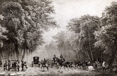 Verkehr in Paris, Frankreich, im 19. Jahrhundert, um 1830 von French School