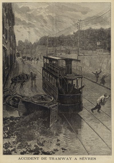 Straßenbahnunfall in Sèvres, Frankreich, 1897 von French School