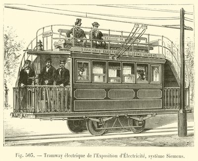 Elektrische Straßenbahn der Elektrizitätsausstellung, System Siemens von French School