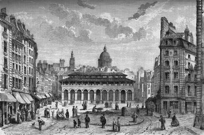 Transformationen von Paris unter dem Zweiten Kaiserreich, Paris haussmannien: Blick auf den Markt der Carmes und den alten Place Maubert von French School