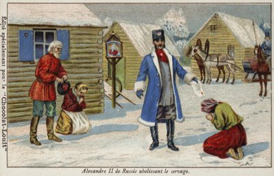 Zar Alexander II. von Russland hebt die Leibeigenschaft auf von French School