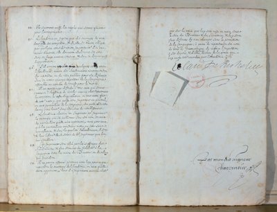 Zwei Seiten aus den Statuten der Französischen Akademie, 1635 von French School