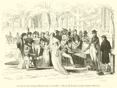 Ein Konzert auf den Champs-Elysees unter dem Konsulat (Gravur) von French School