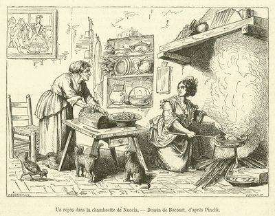 Ein Mahl in Nuccias Kämmerchen von French School