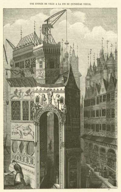 Ein Stadteingang am Ende des 15. Jahrhunderts von French School