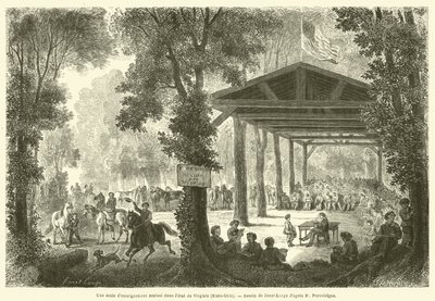 Eine wechselseitige Schule im Staat Virginia (USA) (Gravur) von French School