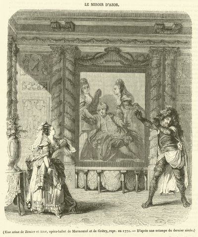 Eine Szene aus Zemire und Azor, Opern-Ballett von Marmontel und Gretry, aufgeführt 1771 von French School