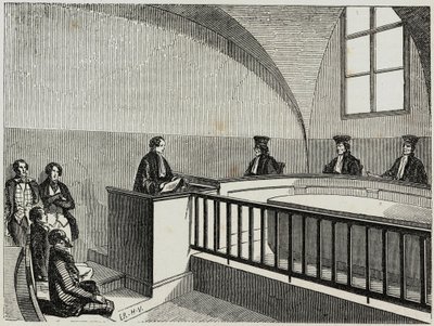 Eine These an der Juristischen Fakultät in Paris - Gravur in "Tableau-de-Paris" von Edmond Texier 1852 von French School