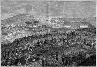 Einheit Italiens - Expedition der Tausend oder Rothemden unter der Führung von Giuseppe Garibaldi - Belagerung von Gaeta von French School
