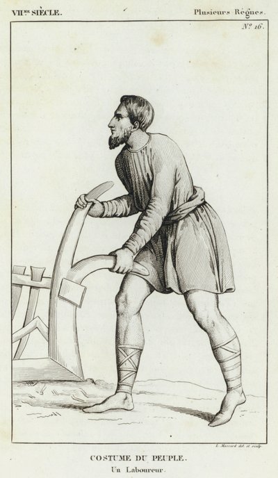7. Jahrhundert, mehrere Herrschaften, Kostüm des Volkes, ein Bauer (Gravur) von French School
