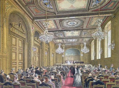 Ansicht eines Konzerts im Salle Herz in der Rue de la Victoire, Paris, ca. 1870-80 von French School