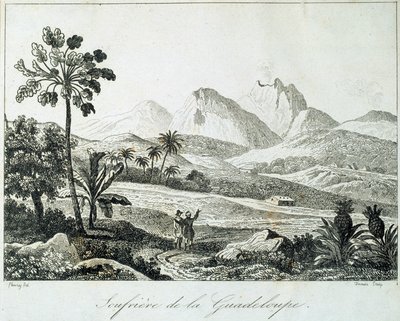 Ansicht einer Soufrière in Guadeloupe. Gravur aus dem 19. Jahrhundert. Chartres, Musée des Beaux Arts von French School