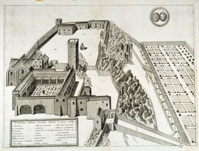 Ansicht der Benediktinerabtei Saint Pierre de Montmajour (oder Mont Majour), gegründet 948, Arles, Frankreich von French School